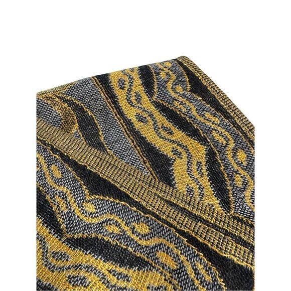 Gray and gold paisley print large scarf size 68 X 27 - Picture 5 of 10